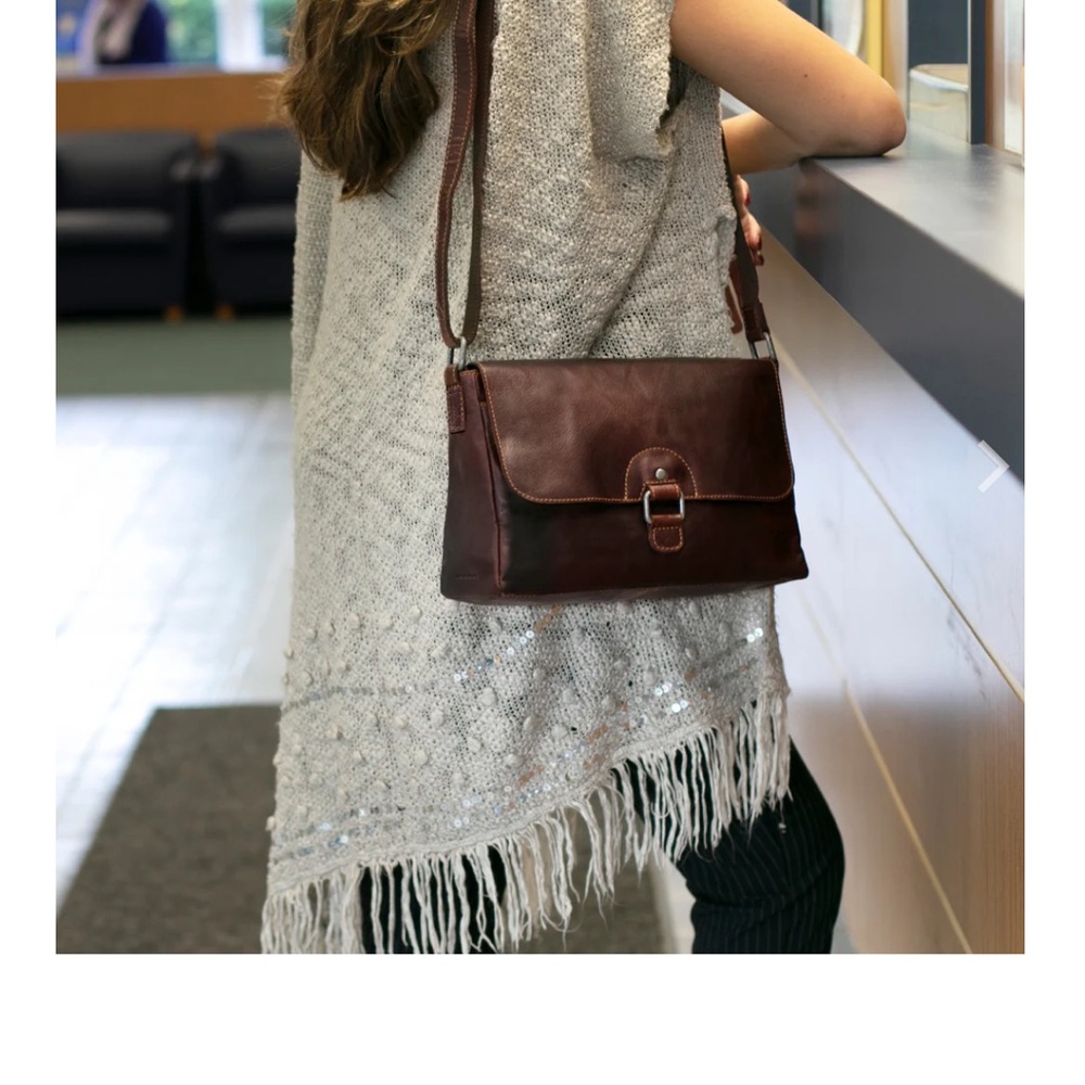 Jack George’s Voyager Olivia Crossbody Bag Brown Hand Stained Buffalo Leather